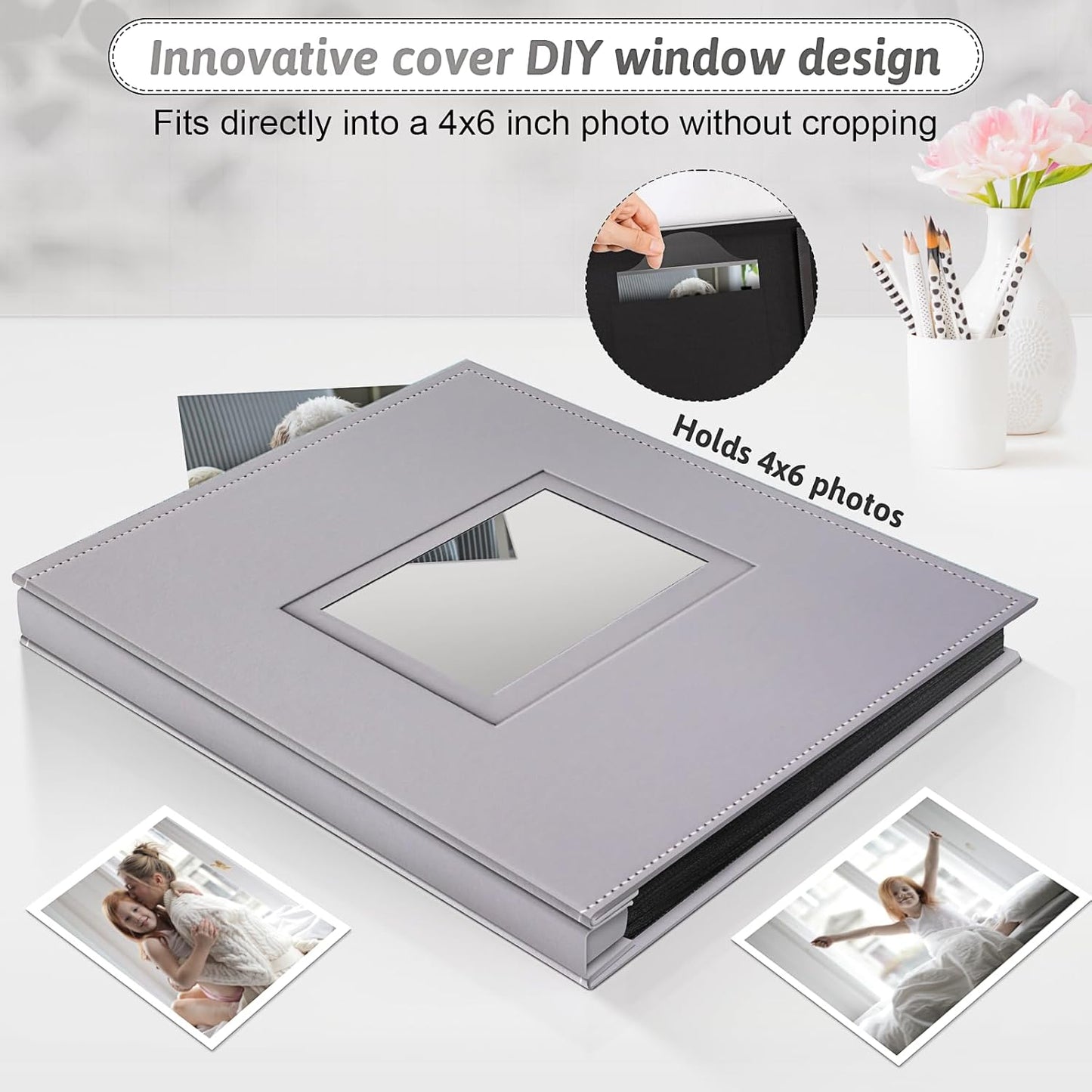 Popotop Photo Album 4x6 800 Pockets with Leather Hardcover Cover, Large Photo Album Binder Book with 80Pcs Pages for Family Travel Wedding Baby Gifts