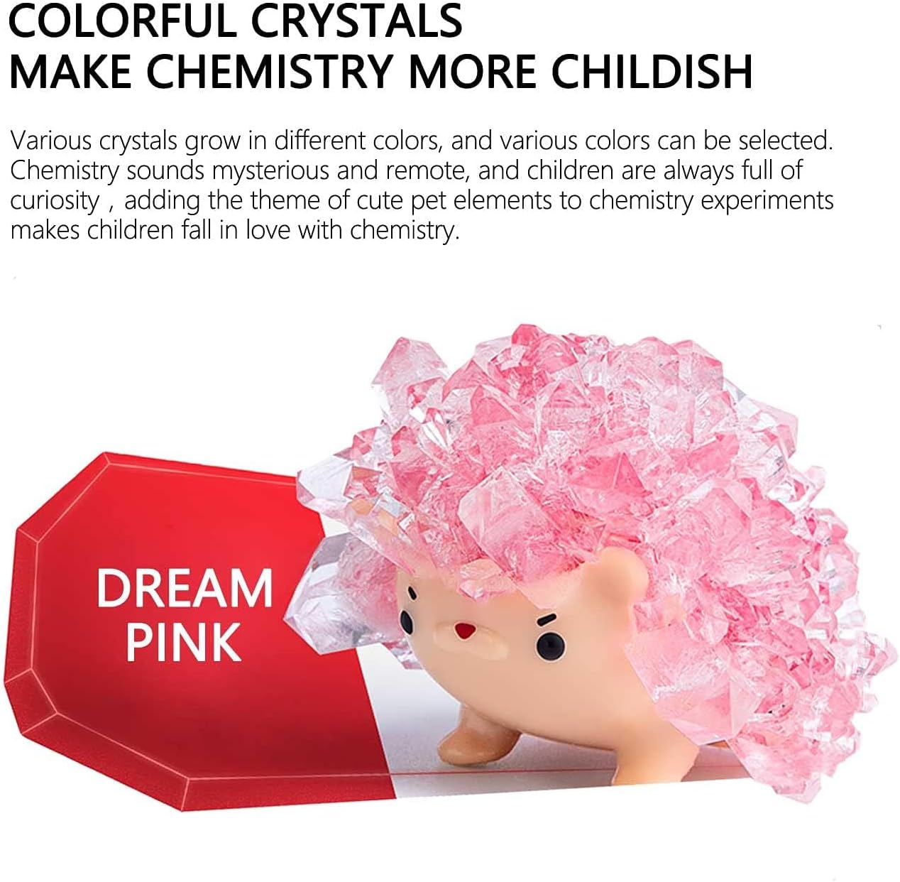 Crystal Growing Toys for Kids - Vibrant Colorful Crystal Hedgehog to Grow,Science Experiments Learning and Education for Kids STEM Gifts for Boys & Girls 8 Years + (Dream Pink)