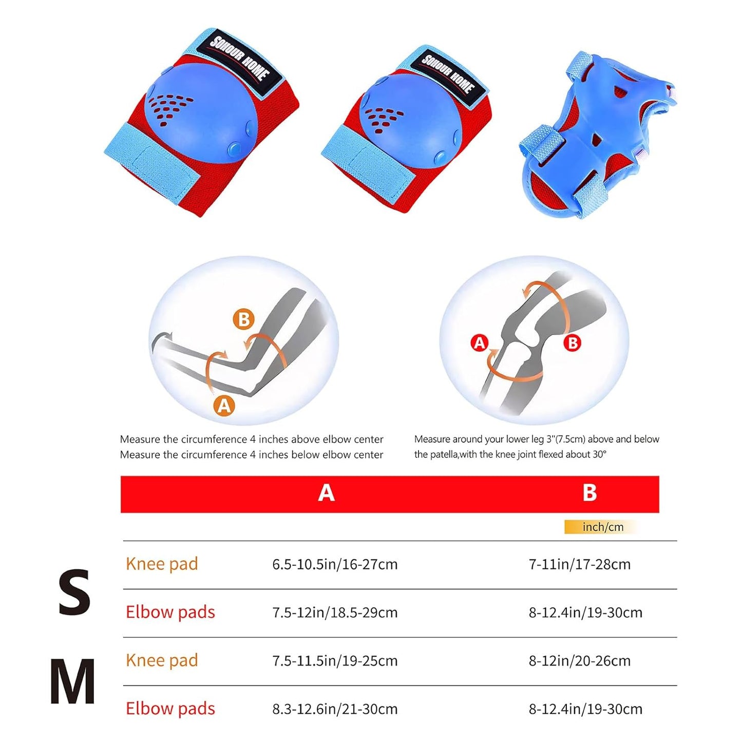 Youth/Kids Knee Pads Elbow Pads Wrist Guards Protective Gear Set for 3-15 Years Child Roller Skates, Skateboard, Cycling, Inline Skating, BMX Bike, Balance Bike Scooter Riding and Other Outdoor Sports