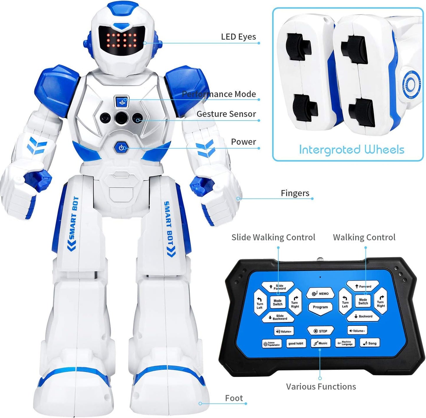 KingsDragon Robots Toy for Kids, RC Gesture Sensing Toy, Interactive Walking Singing Dancing Robot Birthday Presents for Boys Girls Age 6 7 8 9 Years Old