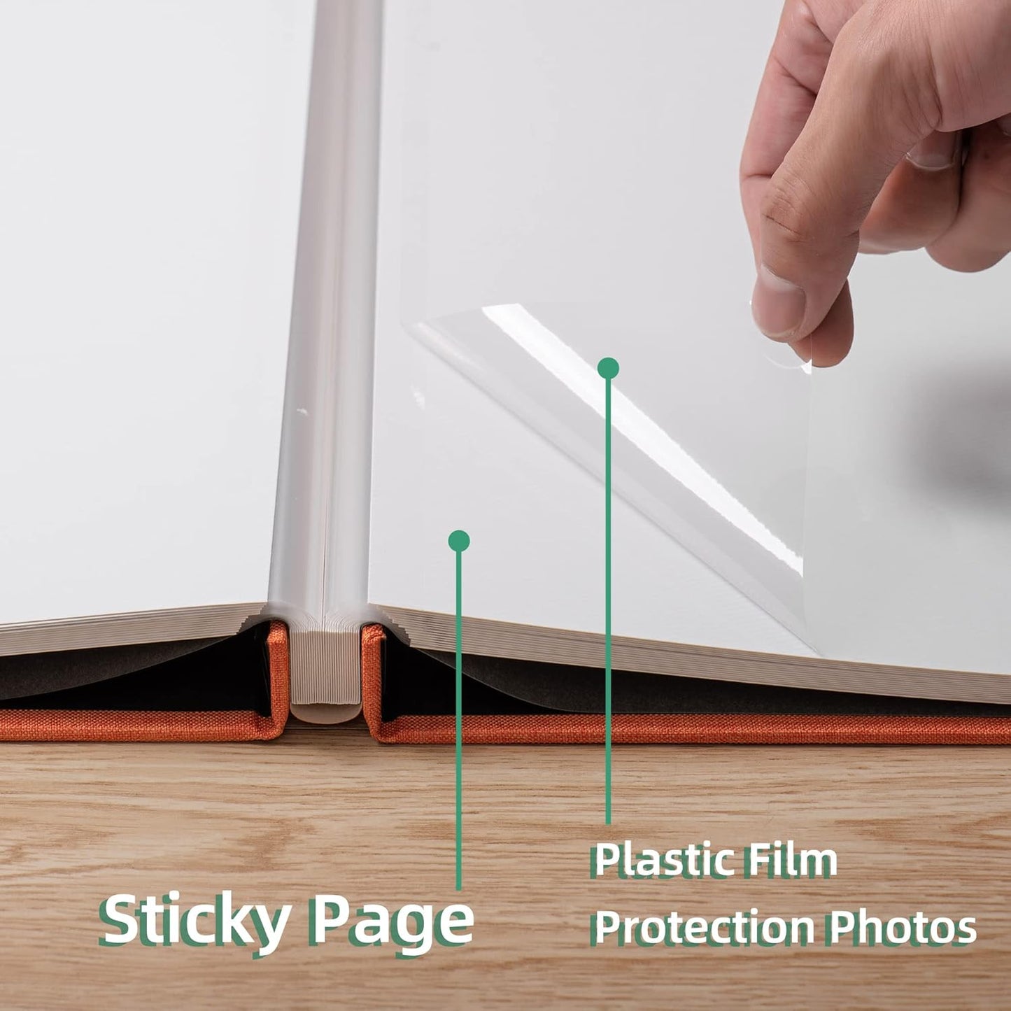 Large Photo Album Self Adhesive Scrapbook Album for 4×6 8×10 Pictures DIY Magnetic Linen Cover Album 60 Pages for Family Wedding Gifts with Metal Pen and Plastic Board