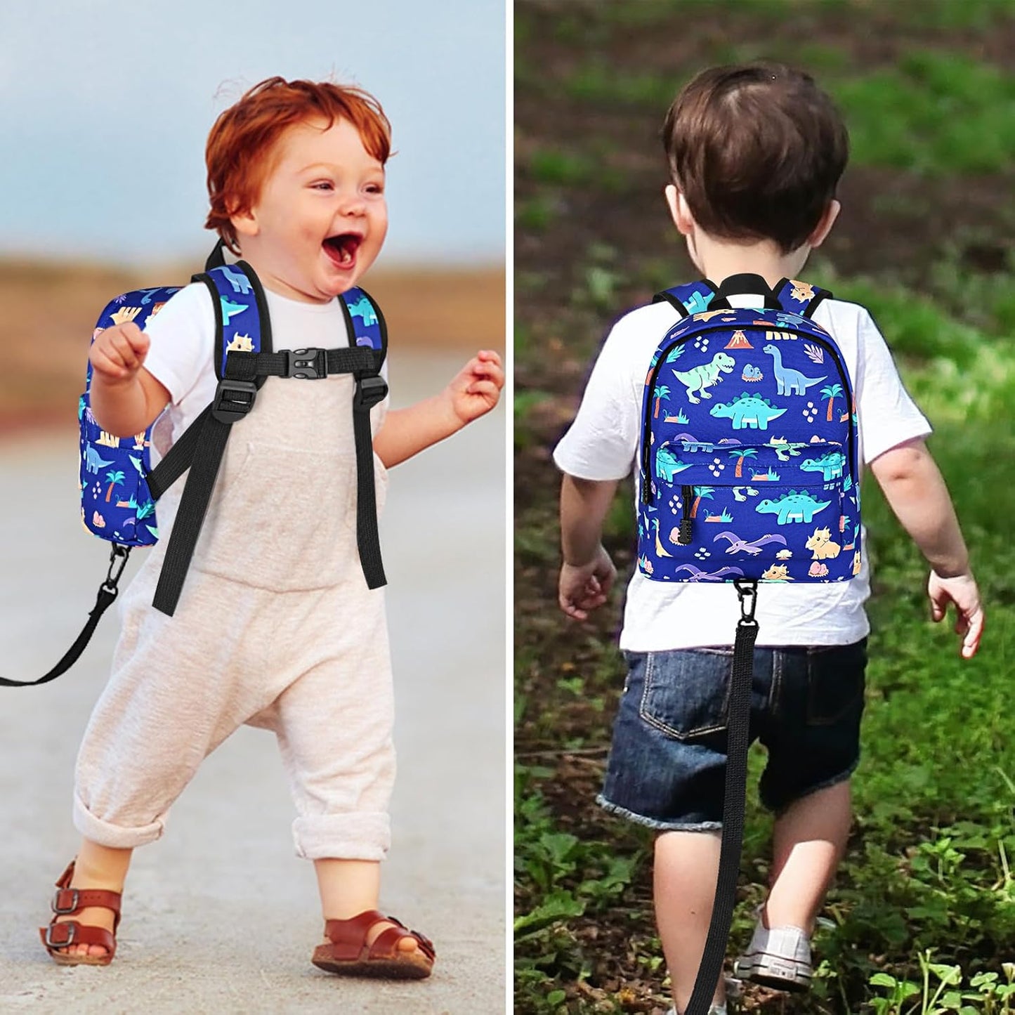 Accmor Toddler Backpack Leash, Cute Dinosaur Kids Backpack with Anti Lost Wrist Link, Mini Child Backpack Leash Walking Harness for Outdoor Travel, Adorable Backpack Tether for Baby Boys 1-3