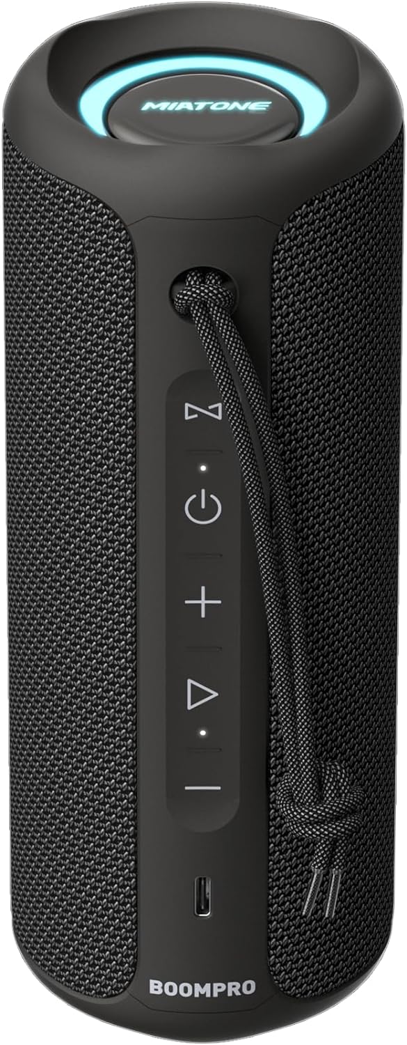 MIATONE Bluetooth Speakers 36W Portable Speaker with Stereo Sound Bass, Bluetooth 5.3 Wireless USB Type C Outdoor, 5000mAh 24H Playtime IPX7 Waterproof, Boy Friend Gifts for him (Black)