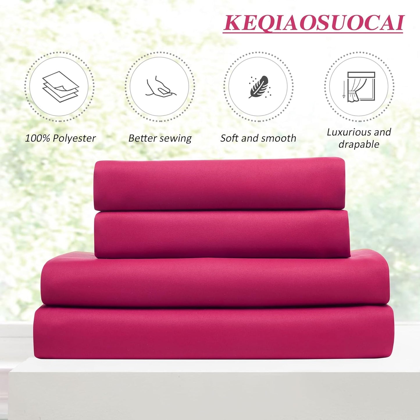 KEQIAOSUOCAI Pinch Pleated Hot Pink Blackout Curtains Short 2 Panels Set 45 Inch Length for Small Windows, Sound & Light Reducing Room Darkening Drape for Bathroom Bedroom(Hot Pink, 2 PCs, W40 x L45)