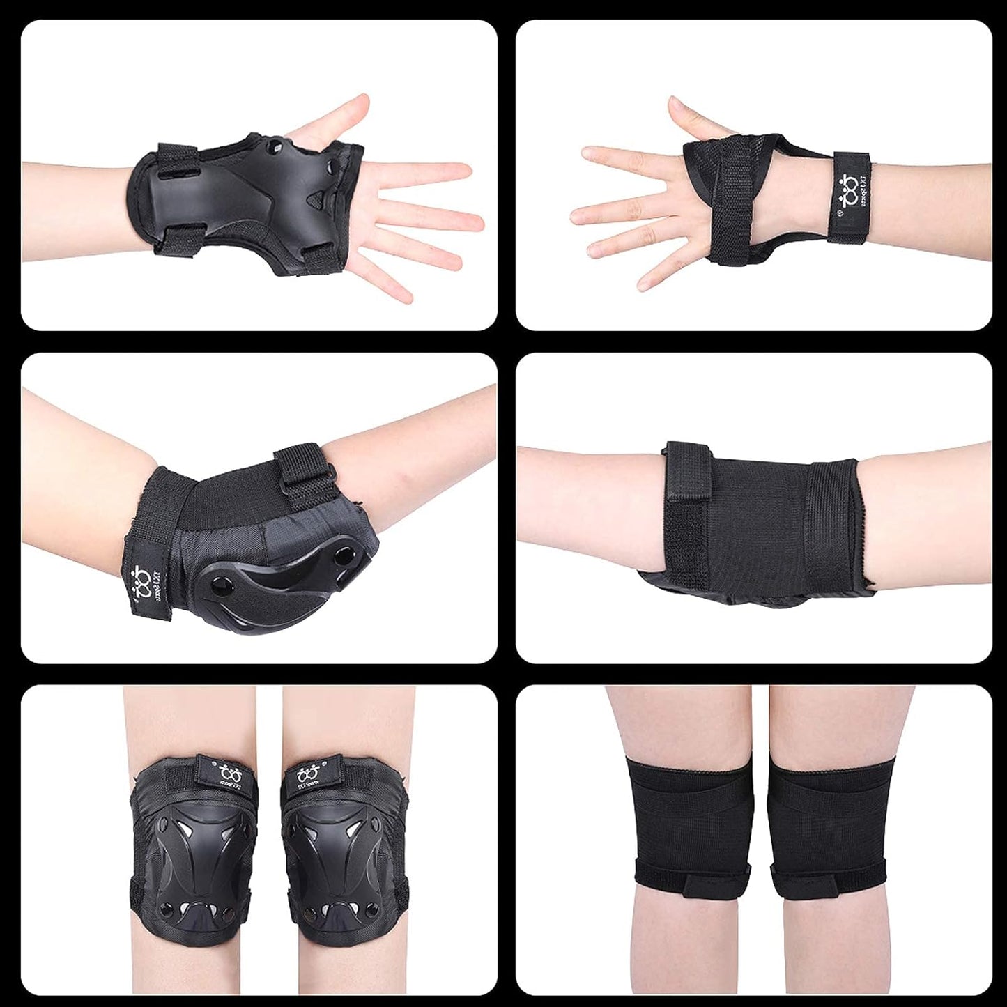 TXJ Sports Knee Pads Elbow Pads with Wrist Guards Protective Gear Set for Kids Youth Skateboard Sports Skateboarding Roller Skating Bicycling 6 in 1