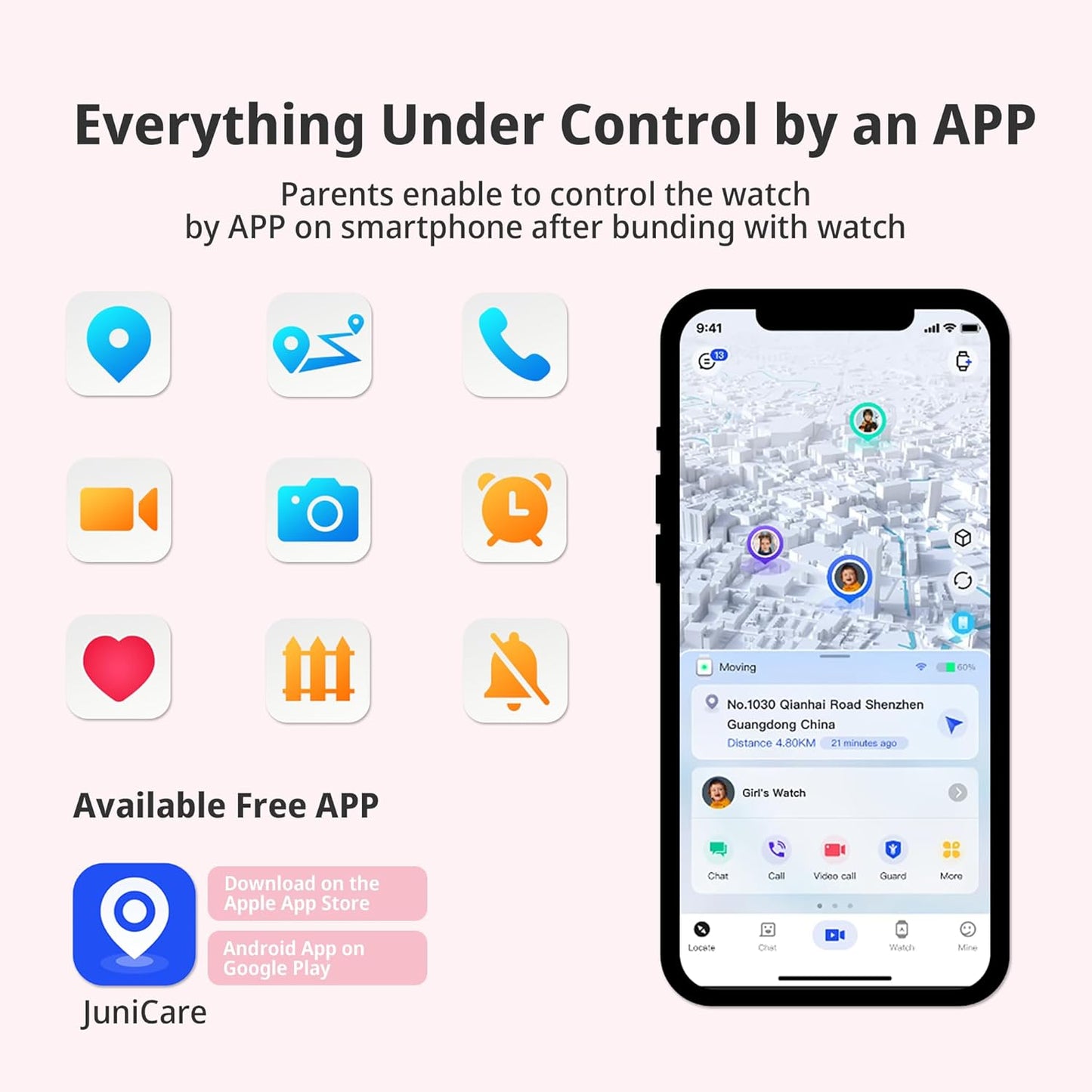 4G Kids Smart Watch with GPS Tracker, Kids Smart Watches Girls with Video Calling & Texting Voice Chat One-Key SOS Call Class Mode Pedometer Camera 12/24Hr GPS Watch for Kid Age 5-12(Pink)