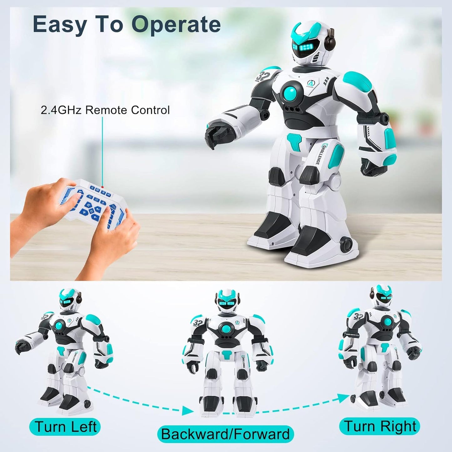 RC Robot Toy for Kids Remote Control Robot Toy, Smart Gesture Sensing Rechargeable & Programmable Robot Walking Dancing Singing Chirstmas Gift for 3-15 Years Old Boys Girls