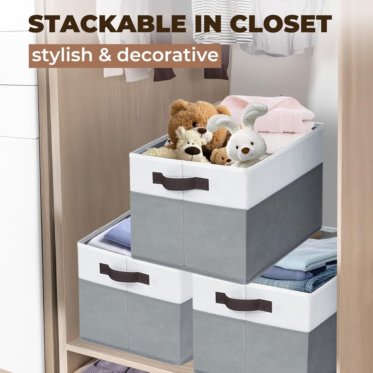 Criusia 6 Pack Clothes Bins for Organization - 16x12 Extra Large Storage Baskets for Shelves Closet Bedroom - Toy Storage Organizer Bins Boxes Cubes for Nursery - RV Apartment Essentials