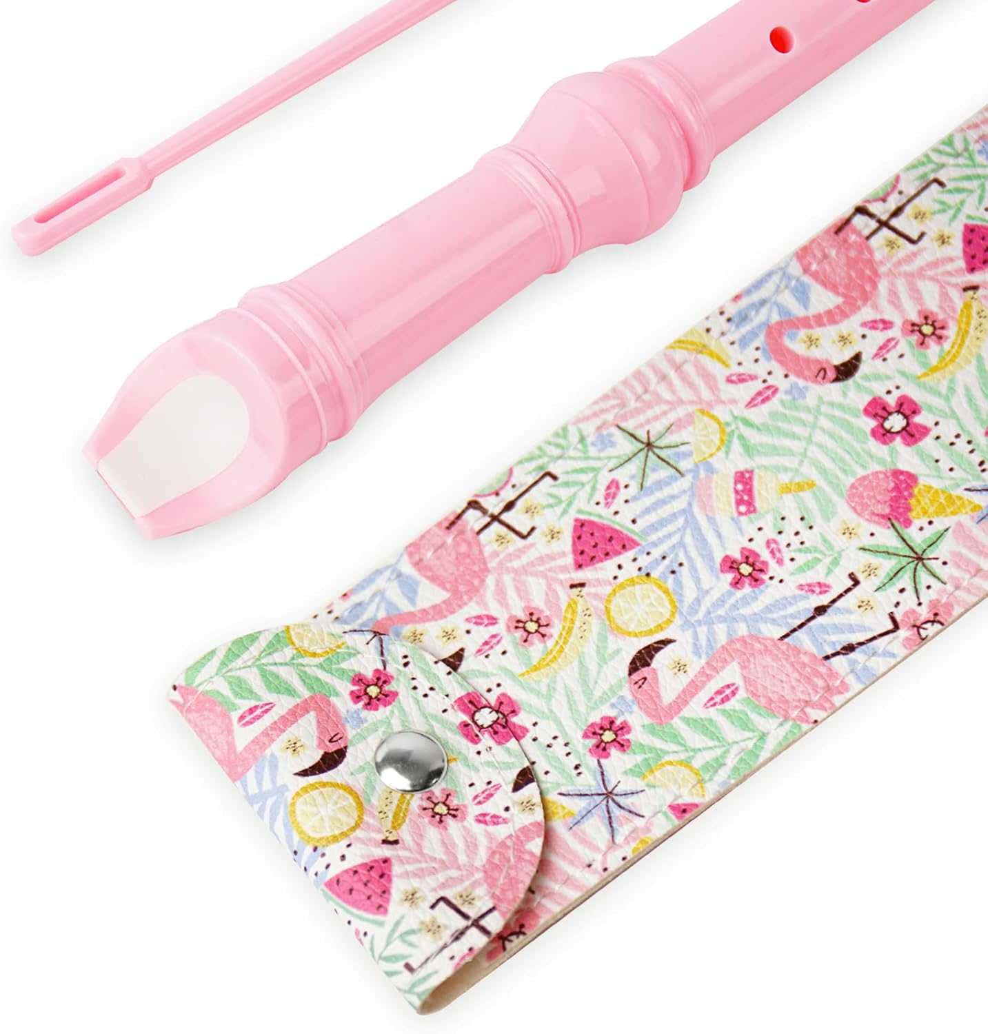 Recorder Instrument for Beginner Kids Adults,8-Hole Soprano Descant Recorder Music Flute with with Cleaning Rod & Leather Case For School Student Home Entertainment(4-Pink Unicorn Flamingo)