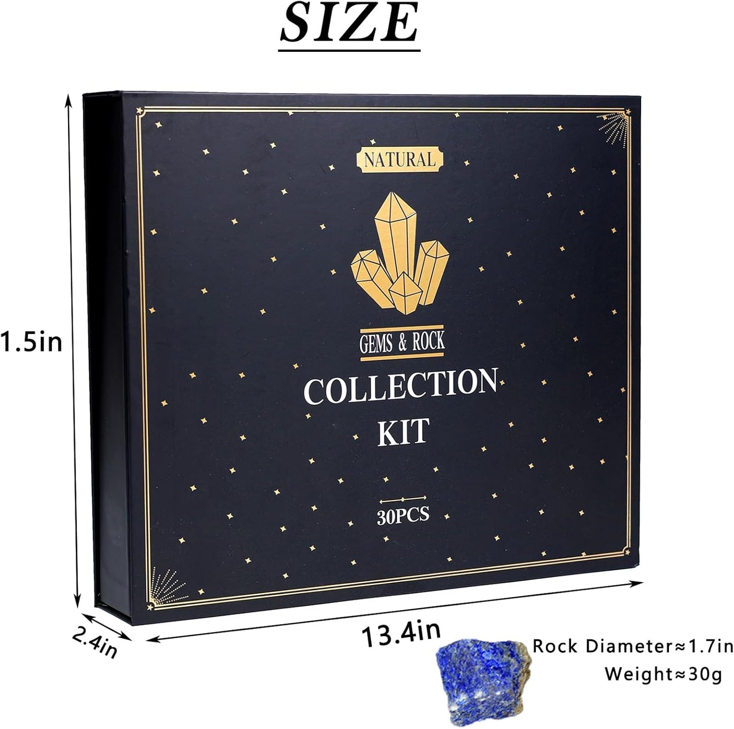 Rock Collection for Kids - 30 Pcs Rocks, Gemstones & Crystals Kit with Learning Guide,Mineral Education Set Geology Science STEM Toys, Earth Science Activity,Gifts for Boys & Girls