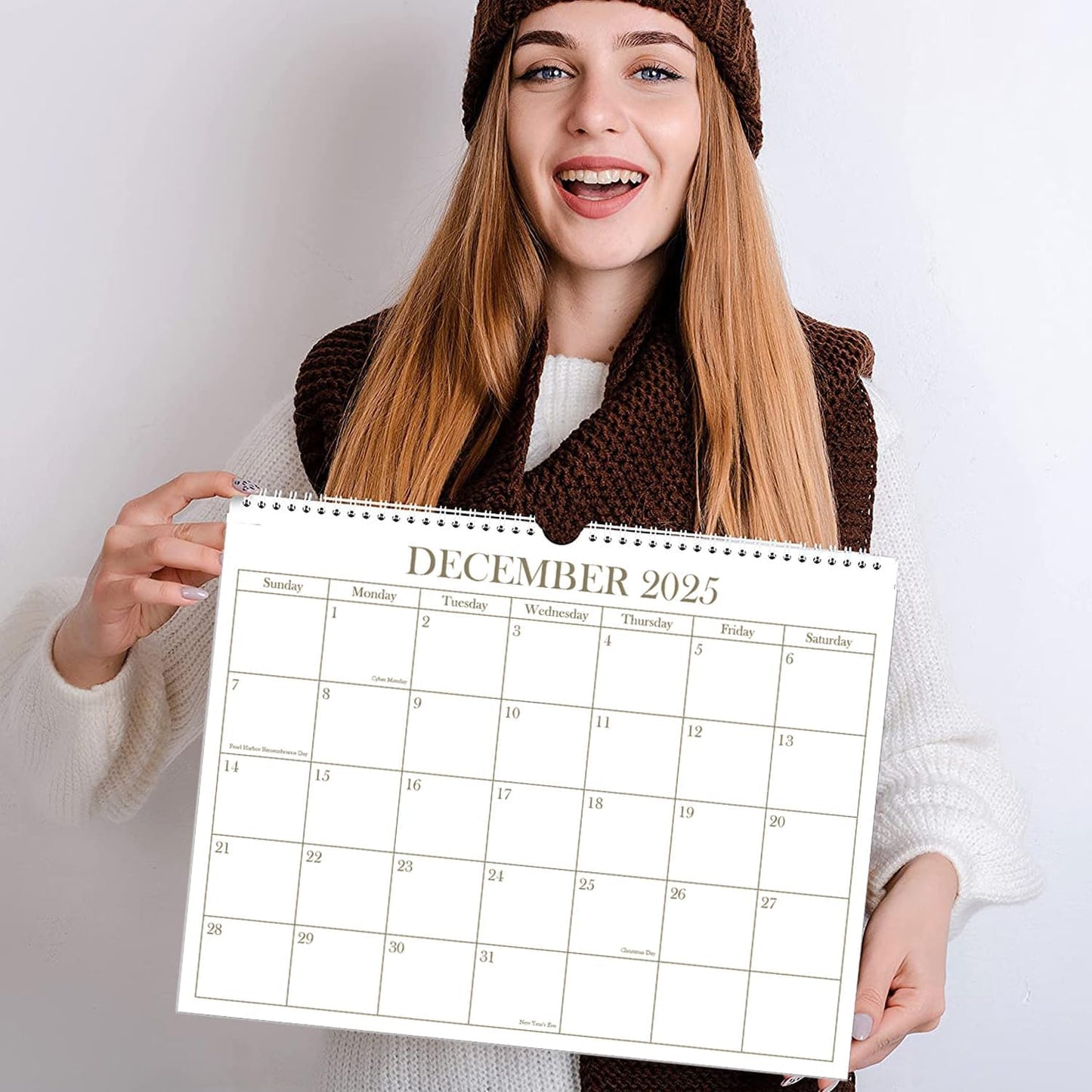 Calendar 2025-2026 - Wall Calendar from July 2025 - December 2026, 18 Months Calendar with Premium Paper, Twin-Wire Binding & Hanging Hook, 8.5" x 11", Golden