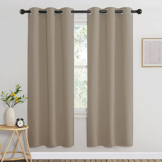 NICETOWN Room Darkening Curtains for Nursery, Grommet Thermal Insulated Light Blocking Window Treatments Sound Reducing for Bedroom, W37 x L72, 2 Panels, Taupe