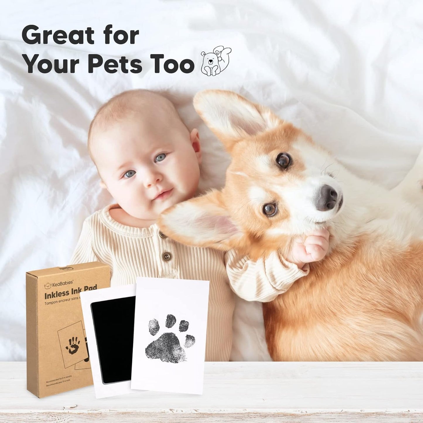 1-Pack Inkless Baby Hand and Footprint Kit - Mess Free Ink Pad for Newborn Keepsake, Dog Nose & Paw Print Kit, Clean Touch Ink Pad for Baby Hand & Footprints, Ideal New Mom Gifts (Jet Black)