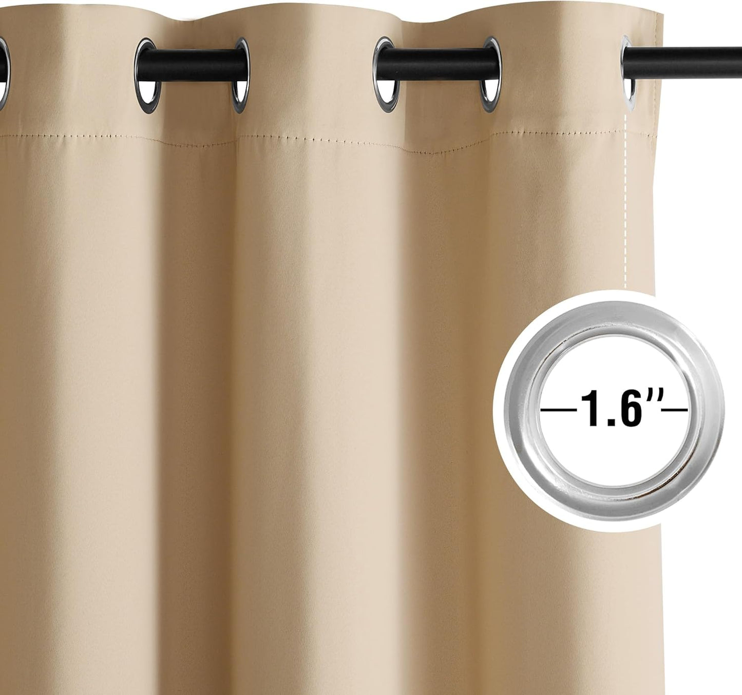 NICETOWN Biscotti Beige Blackout Curtains 102 Inches Long, Thermal Insulated 2 Panels Set, W52 Soundproof Light Blocking Drapes for Living Room, Bedroom, Window, Girls Room, W52 x L102