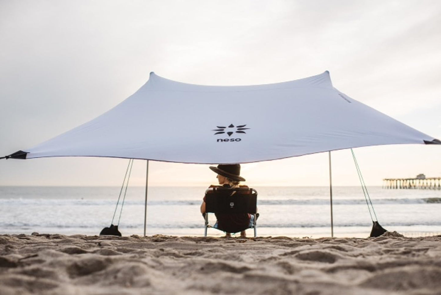 Neso Tents Beach Tent with Sand Anchor, Portable Canopy Sunshade - 7' x 7' - Patented Reinforced Corners(White)