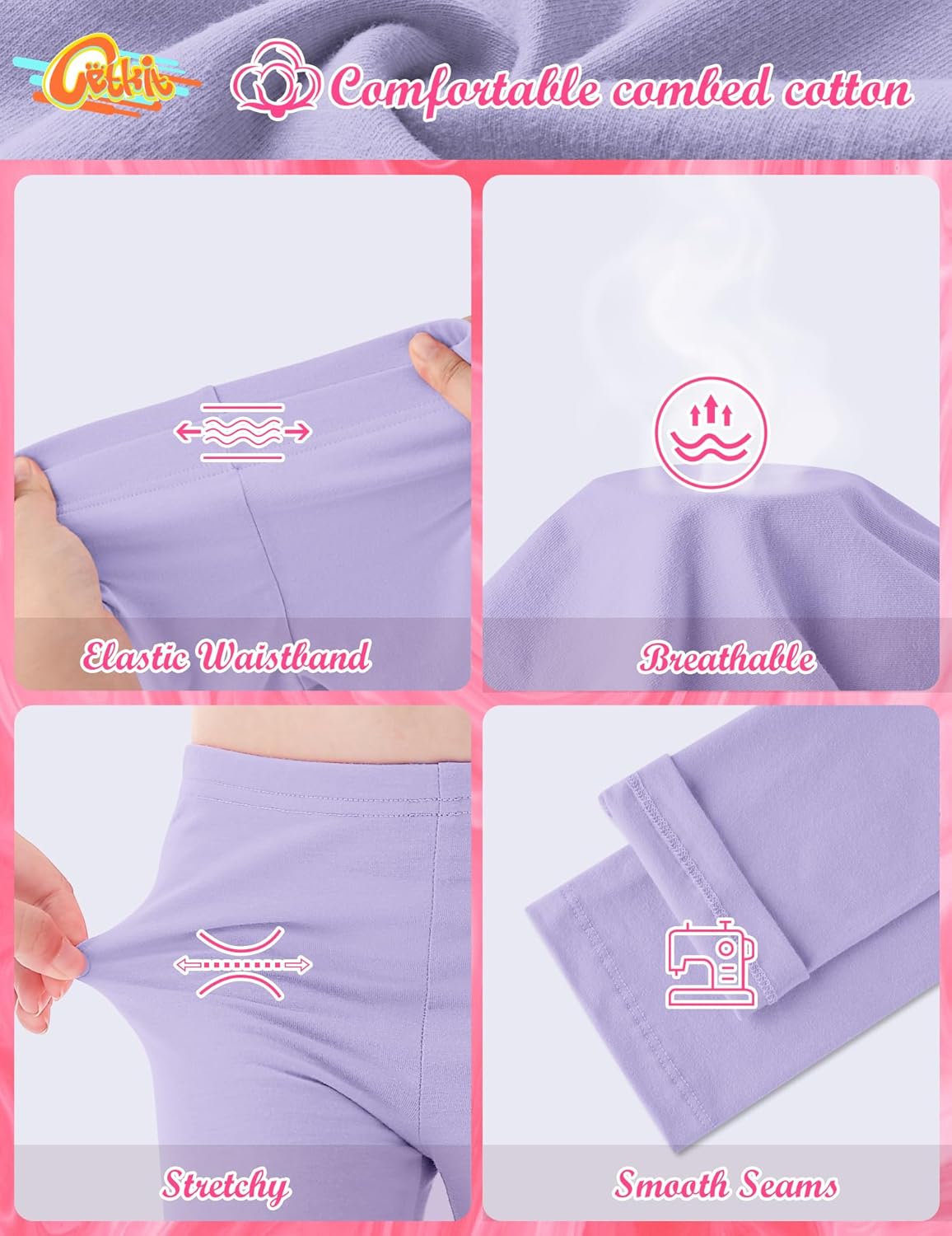 Girls Leggings Cotton Leggings for Toddler Footless Girls Pants Stretchy Baby Girl's Pants Infant Basic Leggings Size 6M -14Y