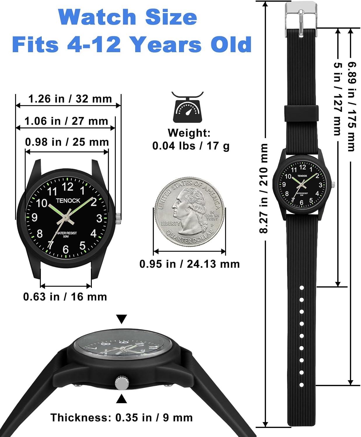 Kids Analog Watches for Girls Boys Watches with Soft Band Learning Time 50M Waterproof Children Watch Easy to Read for Ages 4-12 Kids Gift
