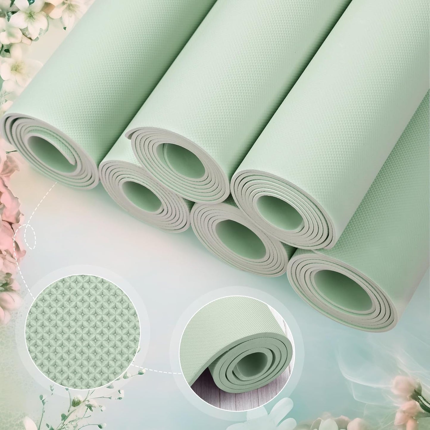 Timgle 6 Pack Yoga Mats Bulk Non Slip Exercise Yoga Mat Thick Anti Slip Tear Resistant Sports Gym for Fitness Stretching Home Workout and Studio