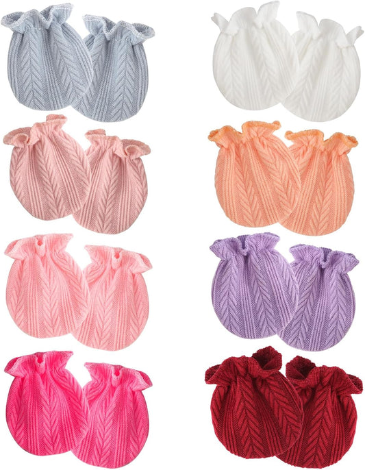 Newborn Baby Mittens No Scratch Cotton Elastic Wrist Gloves Infant Toddler Mittens for Baby Boy Girl 0-6 Months