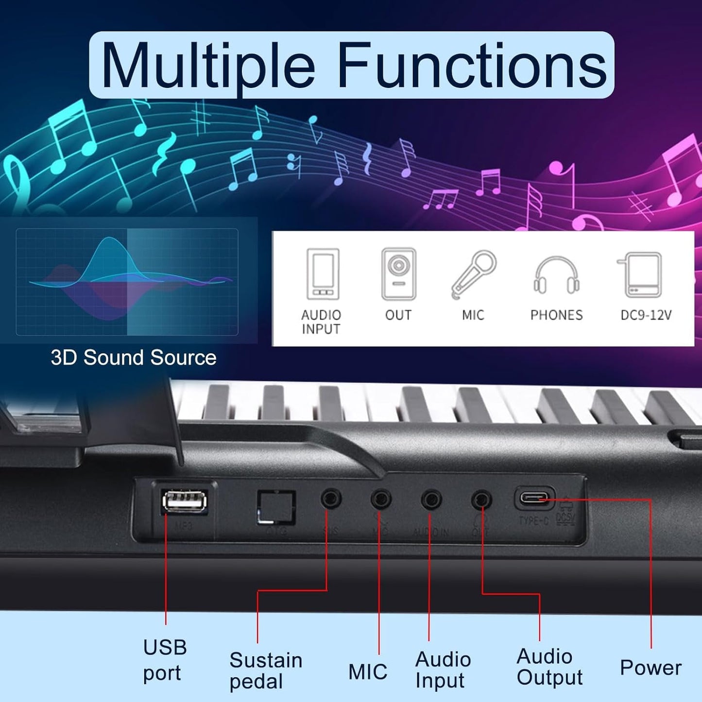 88 Key Digital Piano, Semi Weighted Electronic Keyboard Piano with Music Stand, Power Supply, Sustain Pedal, Stand, Bluetooth, MIDI, for Beginner Professional at Home, Stage