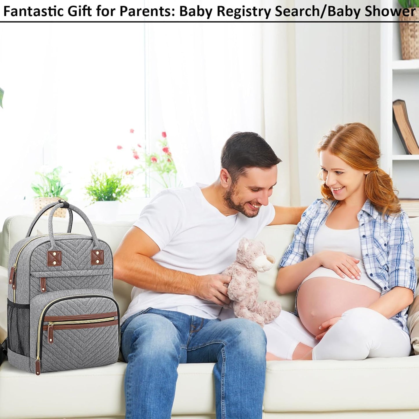 Diaper Bag Backpack Tote with Insulated Pockets for Men Baby Boys Girls Newborn Unisex Tactical Large Capacity, Multifunctional Waterproof Grey