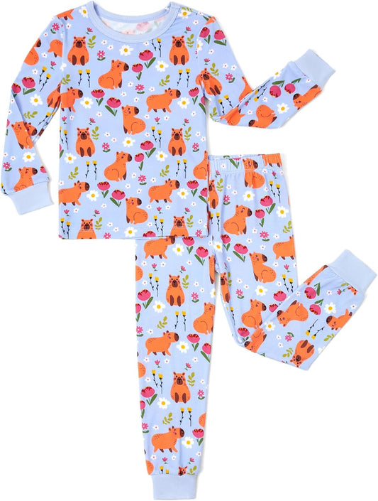 PATPAT Bamboo Viscose Pajama Set for Toddlers with Improved Tensile Strength, Snug Fit Pjs Sleeper for Baby Boys Girls Kids