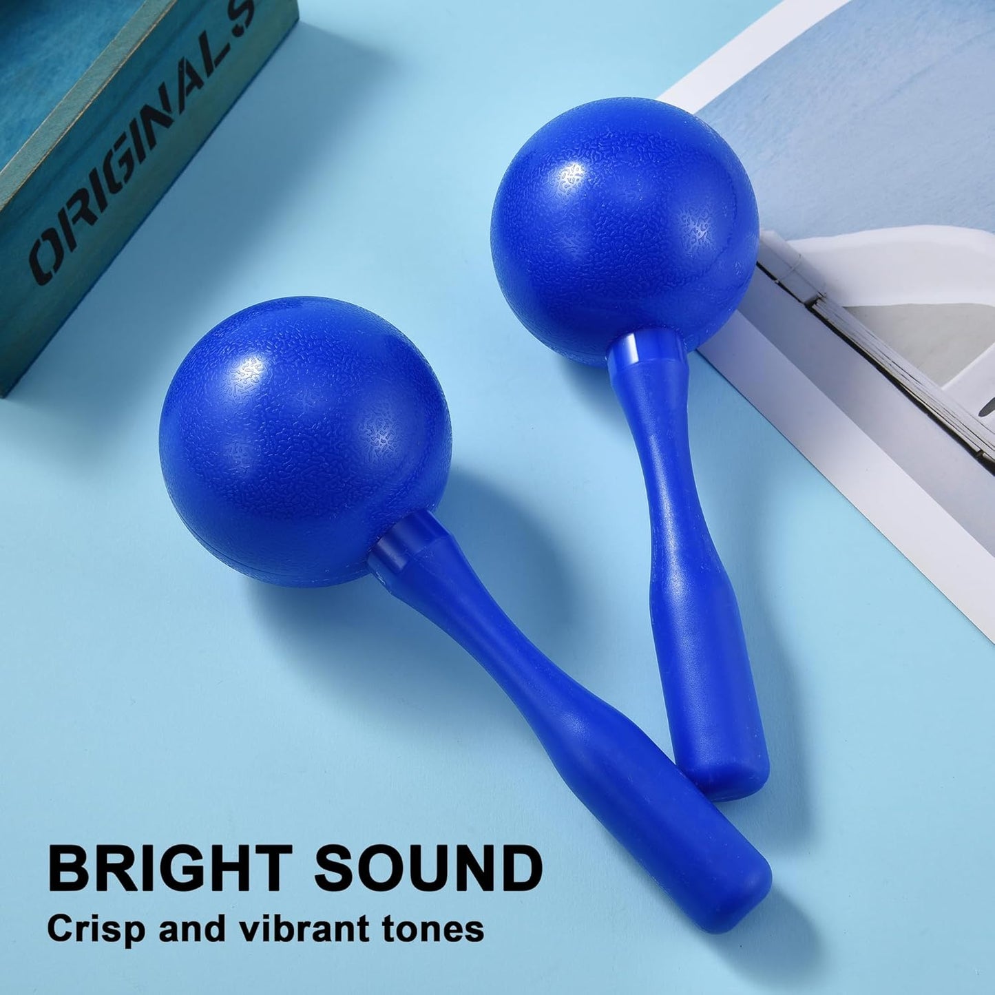 Maracas for Kids Adults, 8 Inch, Set of 2, Blue