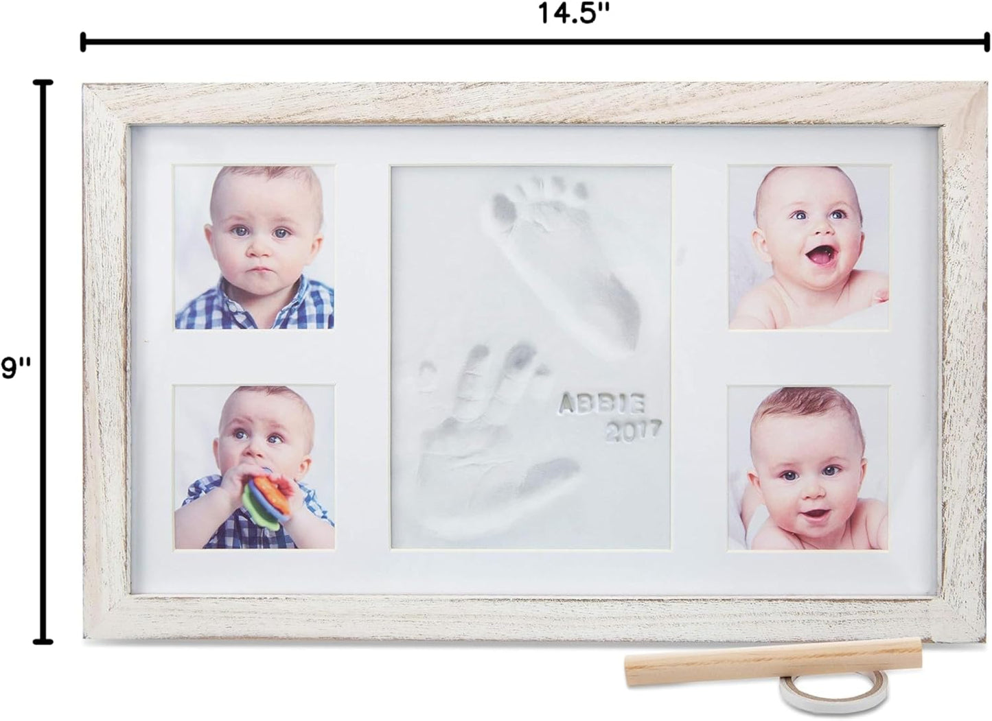 Little Hippo Baby Footprint Kit & Keepsake | Baby Handprint Kit | Baby Hand and Footprint Kit (Rustic White, Large)