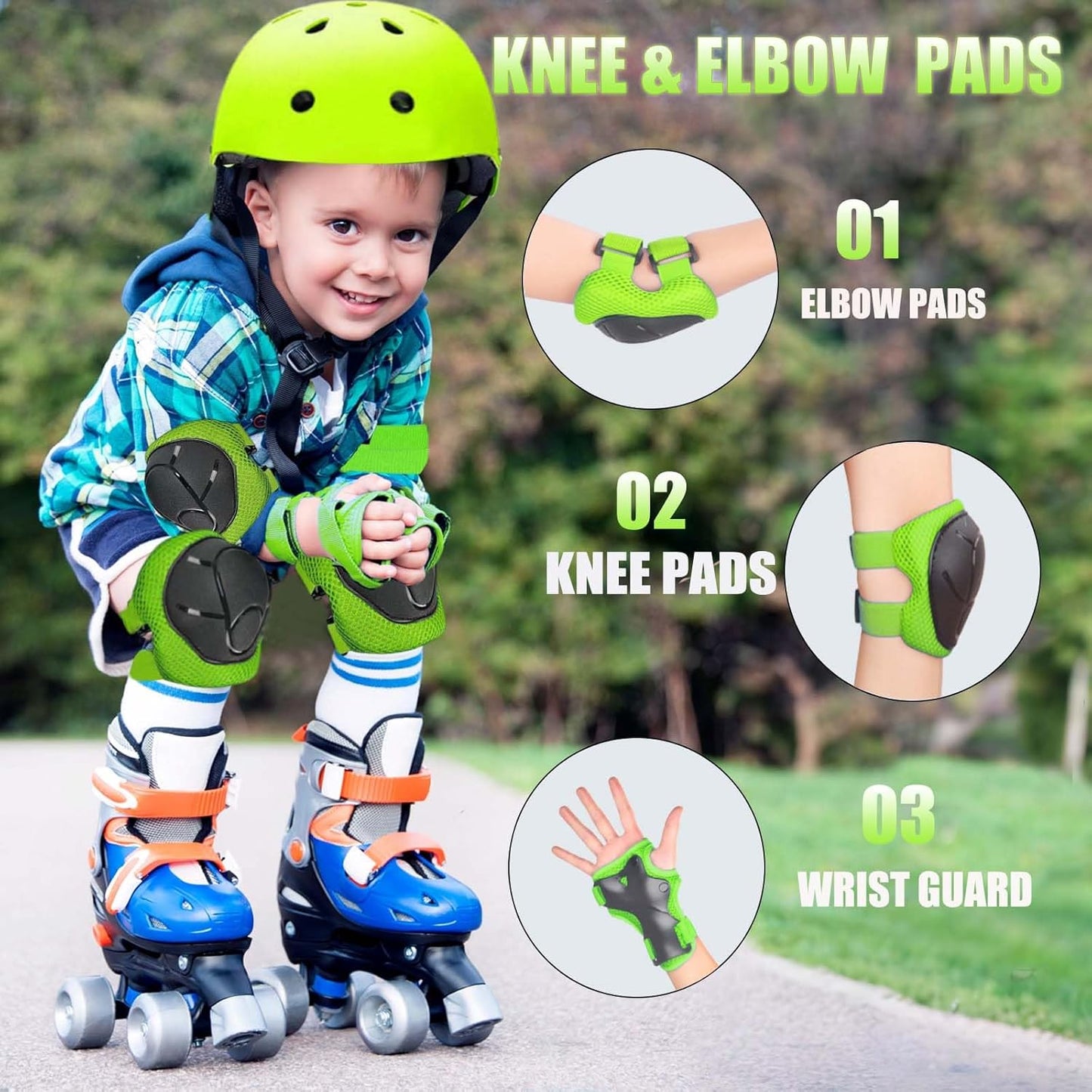 Kids Bike Helmet Set Adjustable Helmet for Ages 3-15 Kids Toddler Boys Girls Youth, Multi-Sport Bicycle Skateboarding Football Rollerskating Scooter Rollerblade Balance Bike Helmets