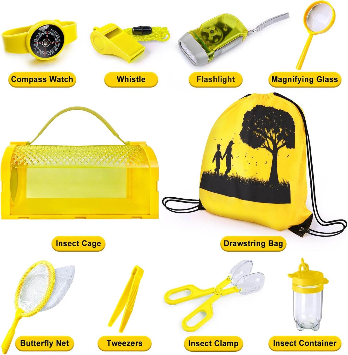 Bug Catcher Kit & Outdoor Explorer Kit for Kids, 10 Pcs Bug Catching Kit with Toy Cage, Backpack, Flashlight, Manifying Glass, Toy Net, Outdoor Exploration Toys Gift for Boys Girls 3-12