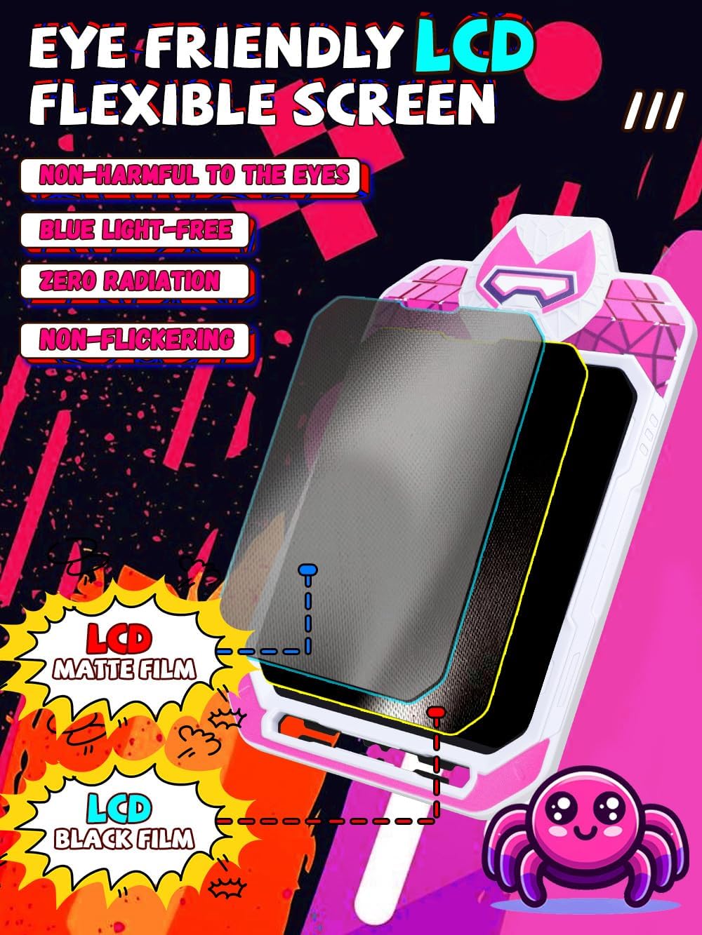 LCD Writing Tablet for Kids 10 Inch Spider Hero for Toddler 2 3 4 5 6 - Paint, Doodle Board, Drawing Pad - Travel Toys, Road Trip Car Activities, Birthday Christmas Gift Boys & Man