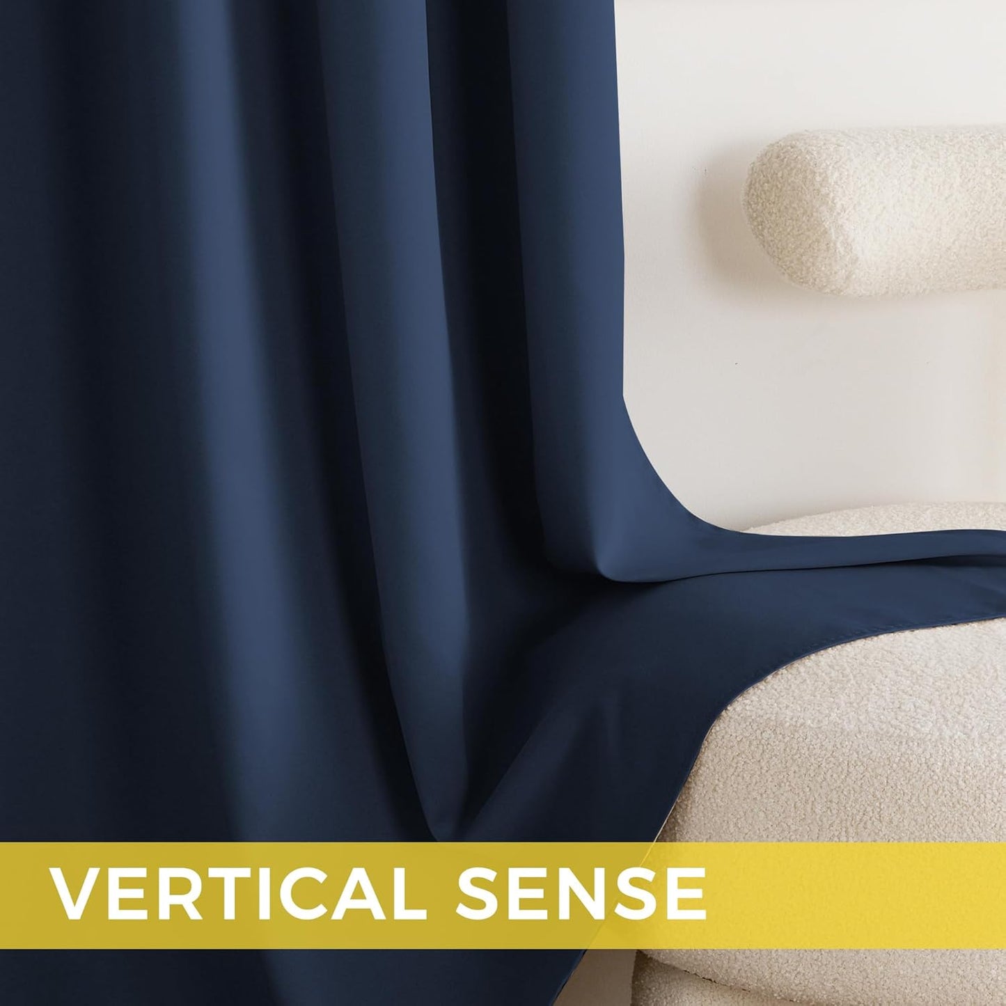 NICETOWN Blackout Curtains Panels for Bedroom, 2 Panels, 52 x 96 Inch, Navy, 3 Pass Microfiber Noise Reducing Thermal Insulated Solid Ring Top Blackout Window Drapes