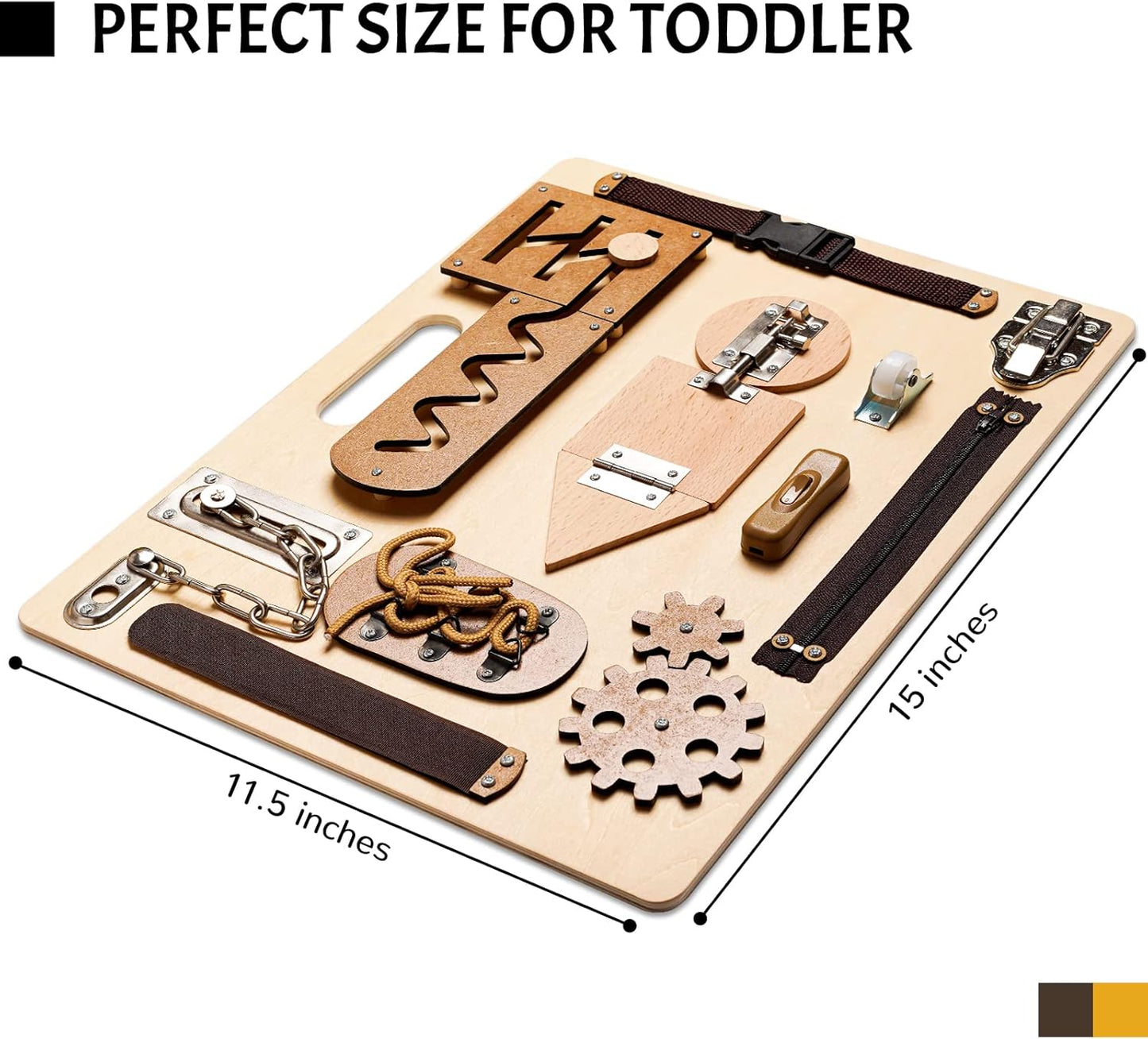 Montessori Busy Board for Toddlers, Wooden Sensory Toys, Preschool Learning Activities for Fine Motor Skills Travel Toy, Basic Life Skills Educational Gifts for 1, 2, 3 Years Old Kids Boys Girls