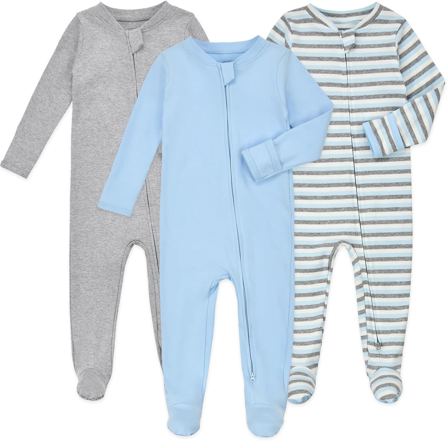 Aablexema Baby Footie Pajamas with Mittens - 3Pcs Infant Footed Sleeper Cotton Sleepwear Outfits
