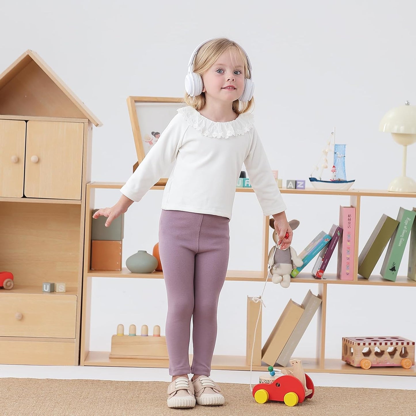 Toddler Organic Cotton Girls Leggings Casual Basic Leggings Full Length Bottom Solid Color 3 Pack