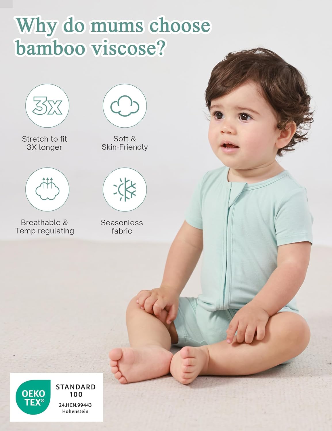 Baby Boys Bamboo Viscose Short Sleeve Romper Soft Comfy Infant Summer Jumpsuit