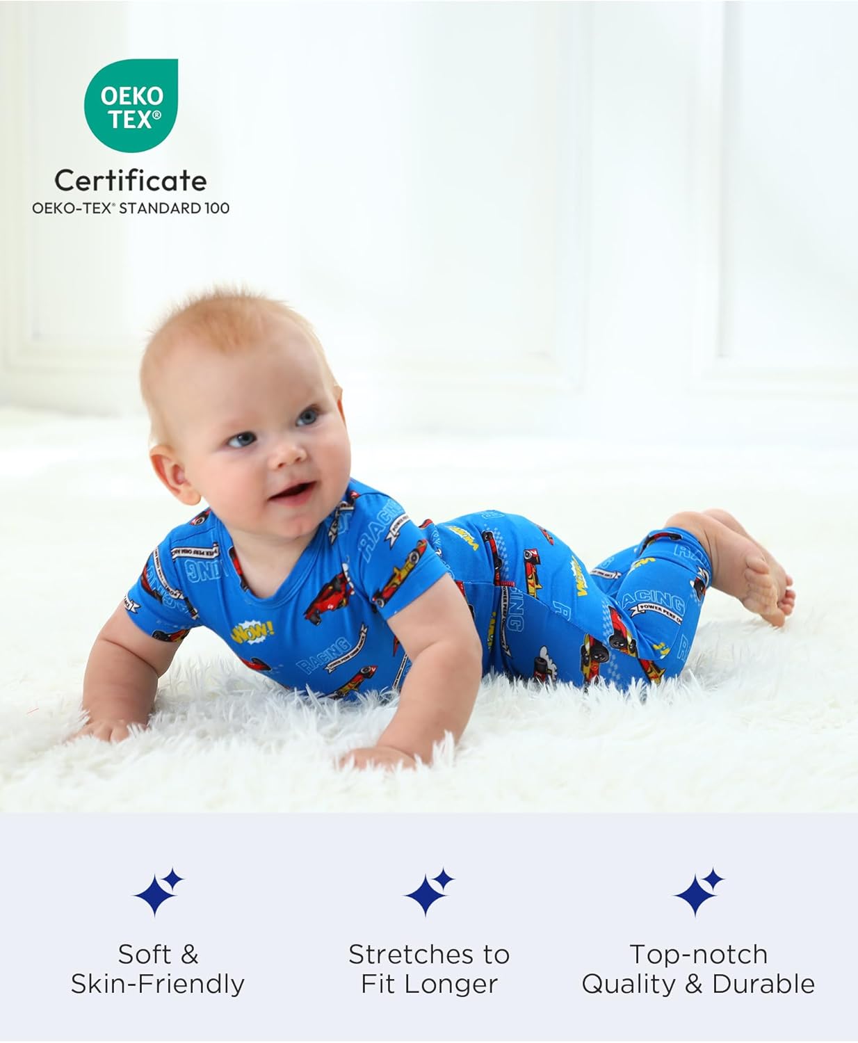 Bamboo Viscose Baby Boy Romper Short Sleeve Long Leg Jumpsuit Summer Outfit