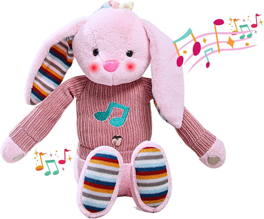 Lumio Musical Stuffed Animal Plush Toy with Lights & Sounds - Cute Interactive Toy for Newborns, and 3 6 12 to 48 Months (Bunny)