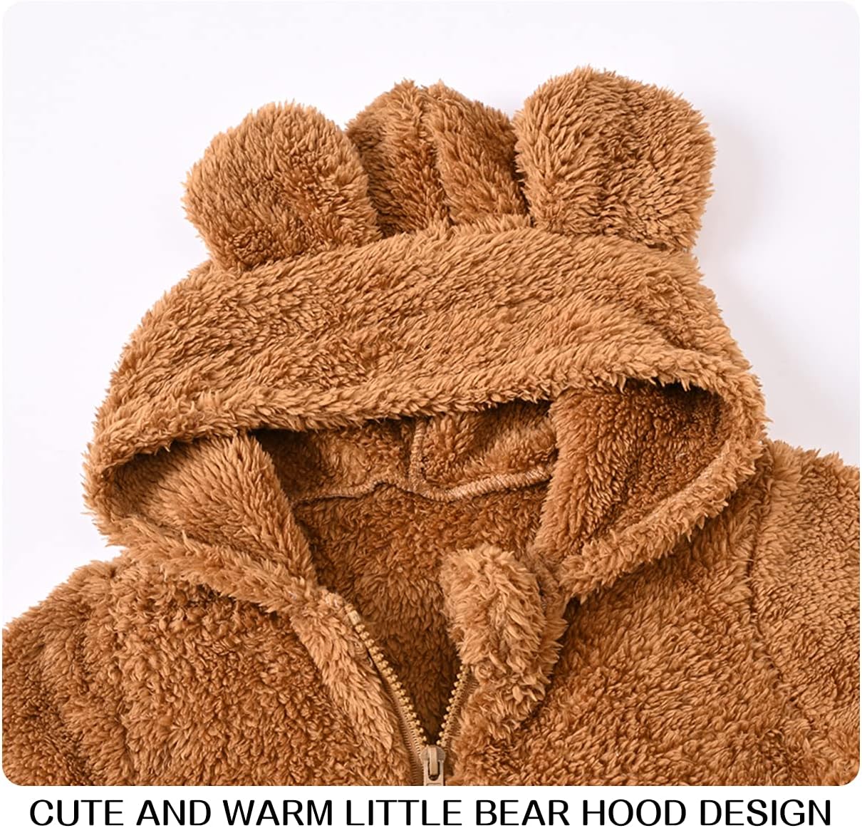Baby Fleece Jumpsuits Infant Bear Ear Snowsuit Newborn Hooded Romper Warm Coat