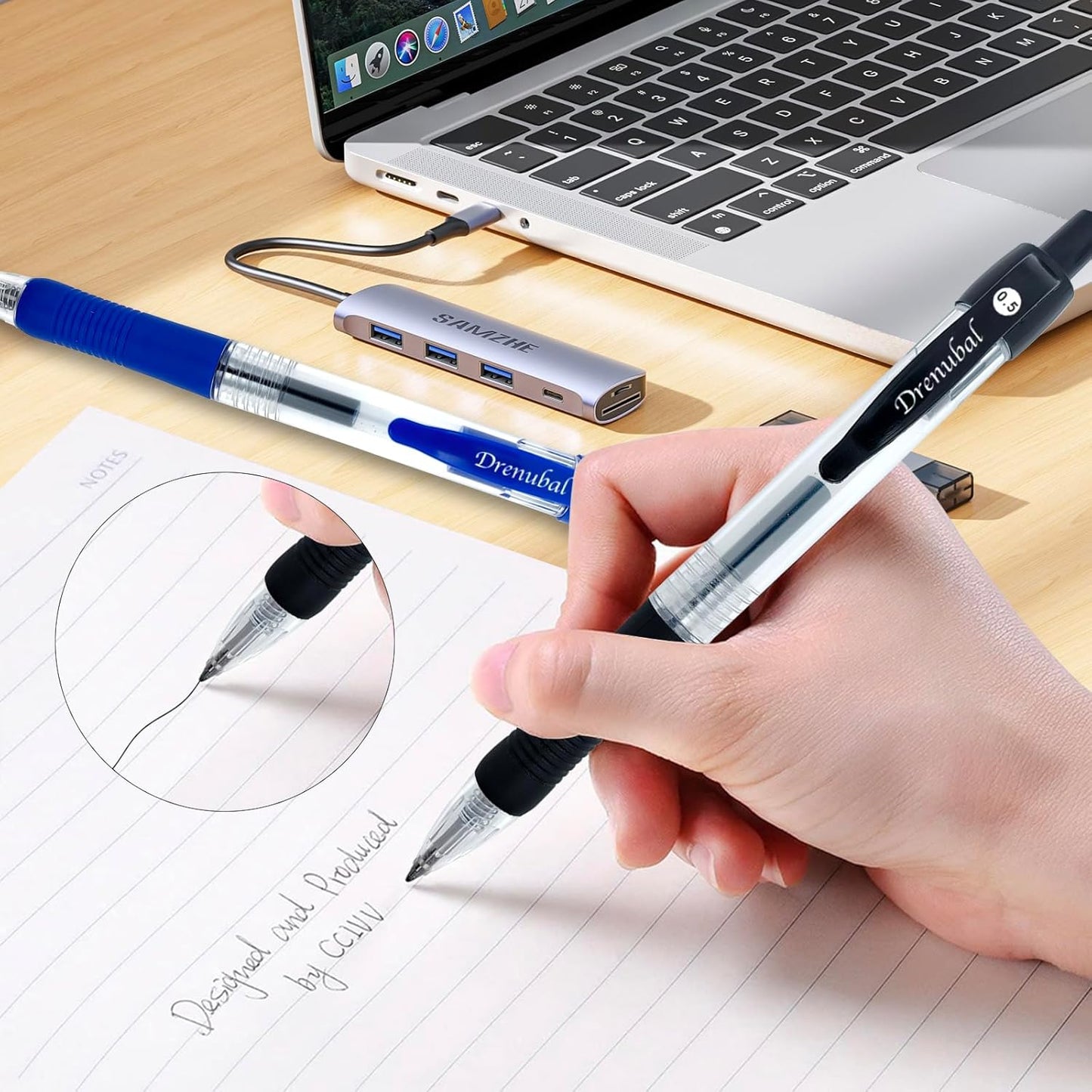 Assorted Color Quick-Dry Ballpoint & Gel Ink Pens - 12-Pack 0.5mm Fine Point Retractable for School Office, Rubber Grip - Smooth Writing Pens