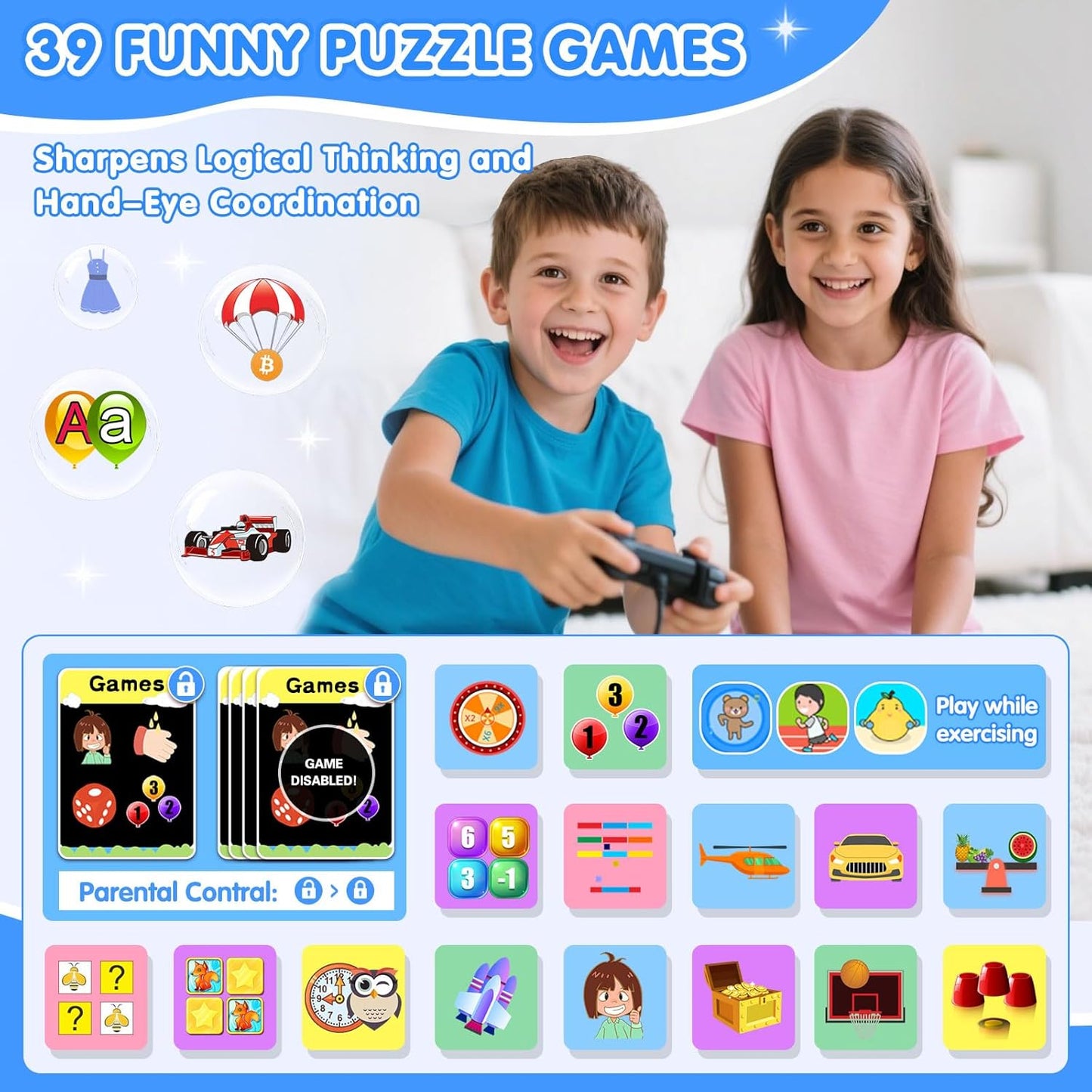 Smart Watch for Kids with 39 Games Touchscreen Camera Video, Music Player, Pedometer, Calculator, Calendar, Stopwatch, Flashlight, Alarm Clock 12/24 hr, Birthday Gifts Toys for Boys Ages 3-12