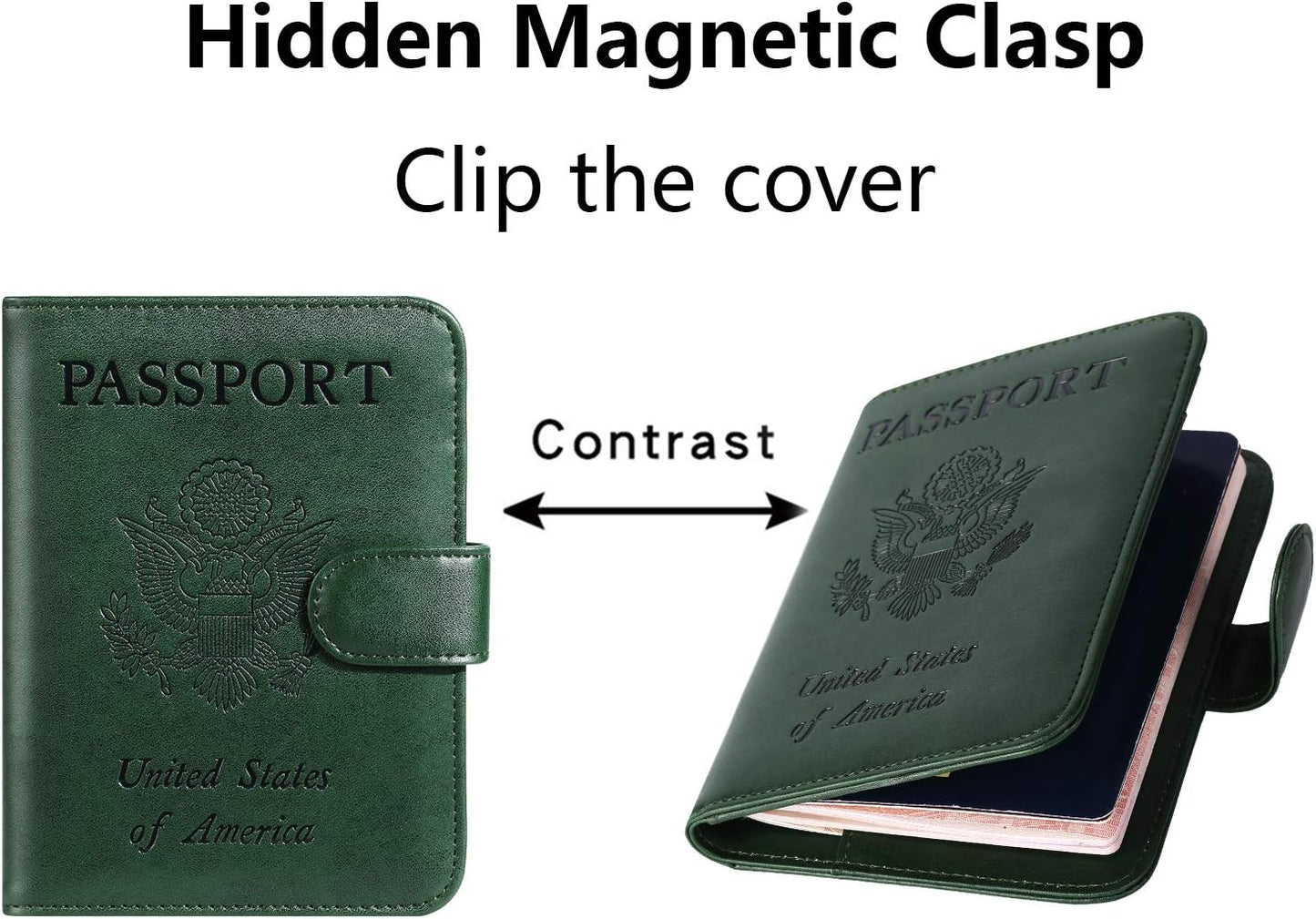 Passport Holder Cover Wallet RFID Blocking Leather Card Case Travel Accessories for Women Men (Atrovirens)