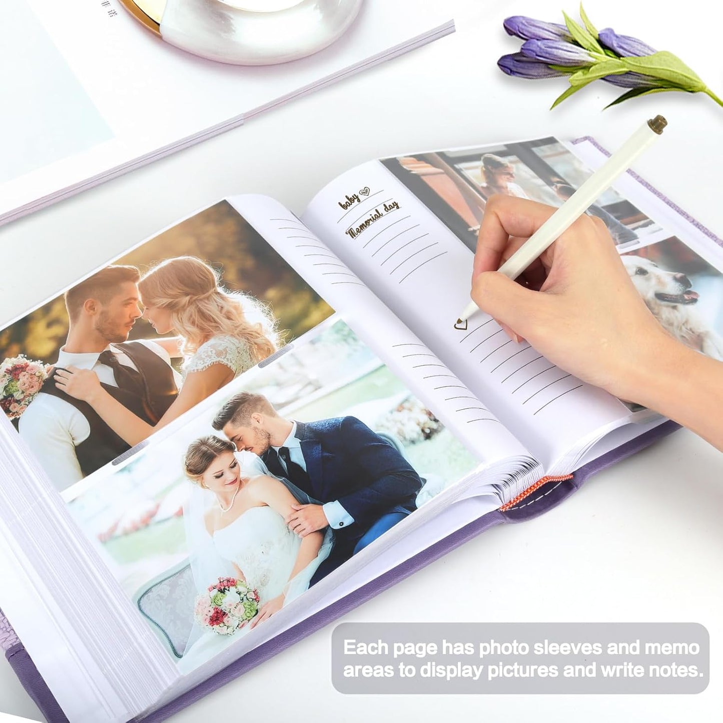 RECUTMS Photo Album 4x6 200 Photos with Writing Space, Photo Album with Memo, Leather Cover with Front Window, 200 Photos 4x6 Picture Album Book for Wedding Family Baby Travel Graduation (Black)