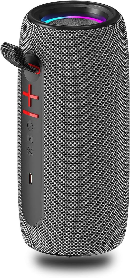Portable Wireless Bluetooth Speaker: IPX6 Waterproof Audio,fm Radio,Loud USB/TF/AUX Play,LEDlights,TWS interconnected Stereo,Outdoor/Travel/Camping/Riding/Family/Party/Celebration