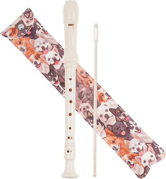 Recorder Instrument for Beginner Kids Adults,8-Hole Soprano Descant Recorder Music Flute with with Cleaning Rod & Leather Case For School Student Home Entertainment(2-Dense Dog)