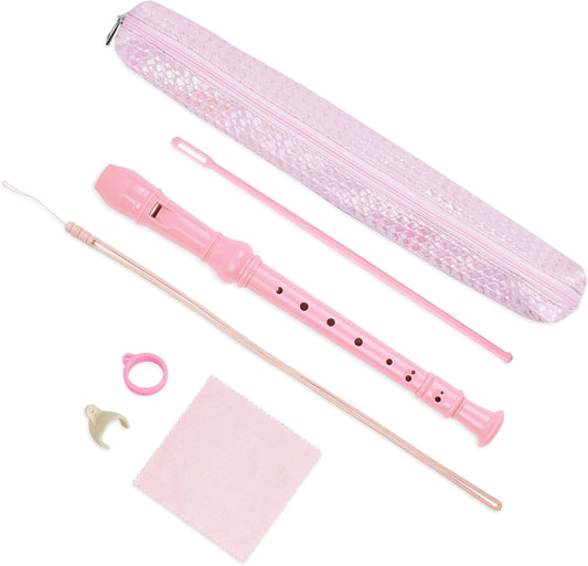 Recorder Instrument for Beginner Adults,8-Hole Soprano Descant Recorder Music Flute with with Cleaning Rod & Leather Case For Home Entertainment(2-Flash Woven Pink)