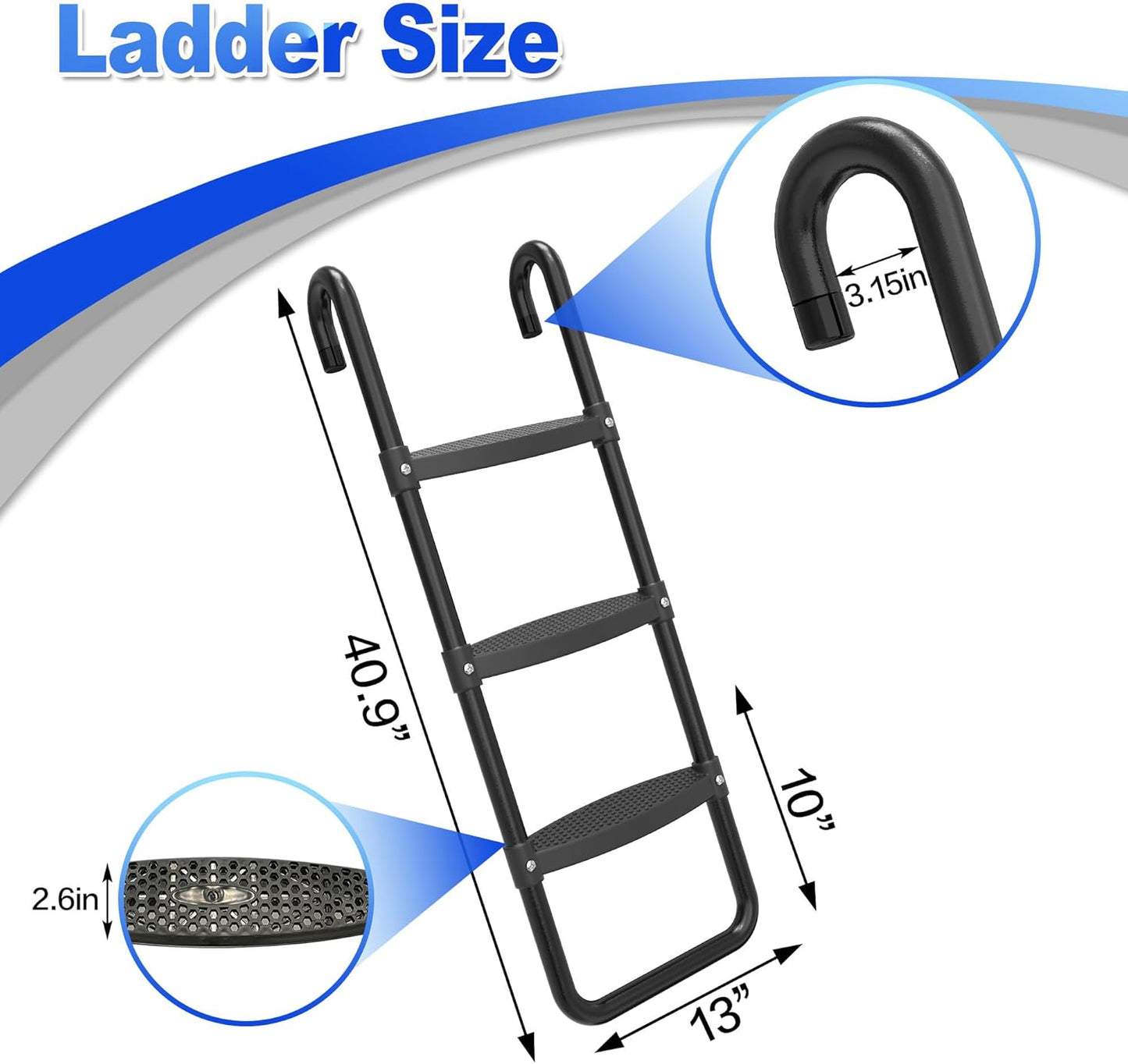 Universal Trampoline Ladder Slide kit, 3 Steps Wide Step for Trampoline, Trampoline Accessories Slide with Buffer Section for Children Kids