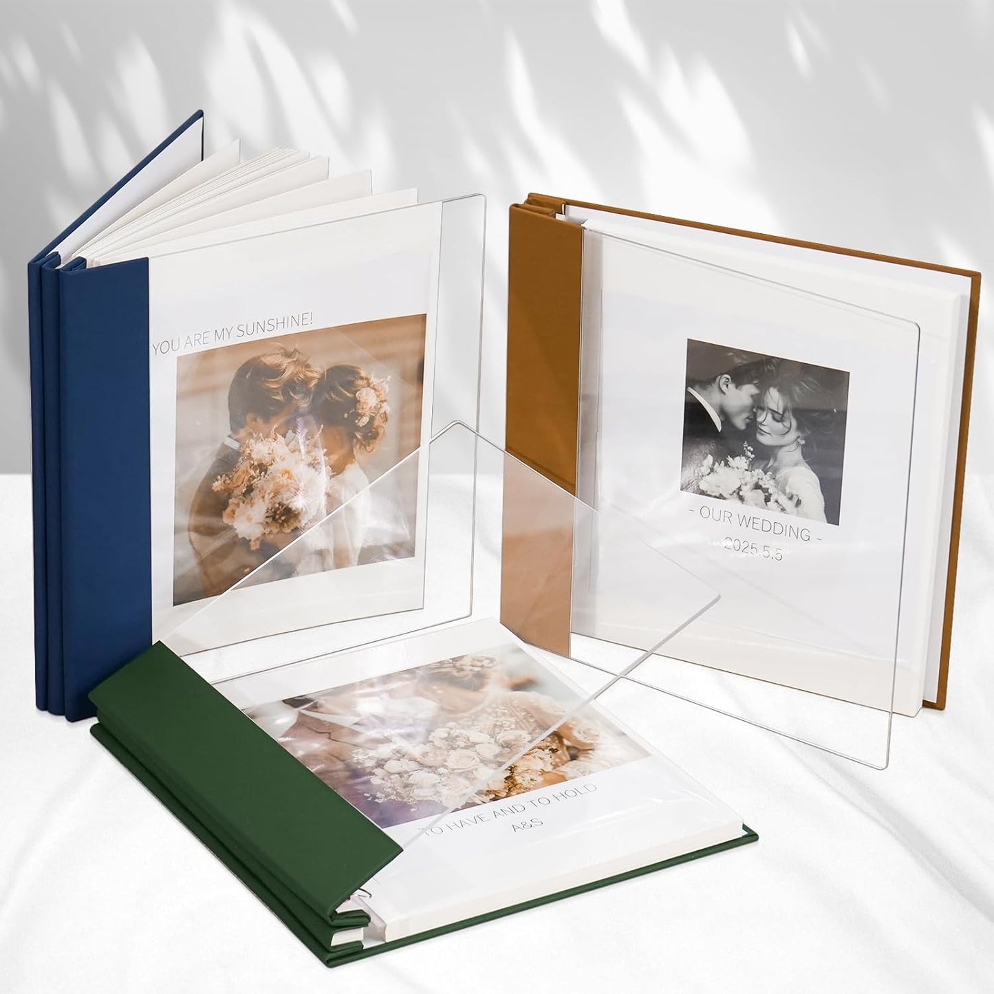 Vienrose Acrylic Cover Self Adhesive Photo Album for Small 4x6 5x7 8x10 Pictures Scrapbook Wedding Memory Book for Polariod Baby Bride Couples Kids School Family Travel 20 Sheets (40 Pages) Brown