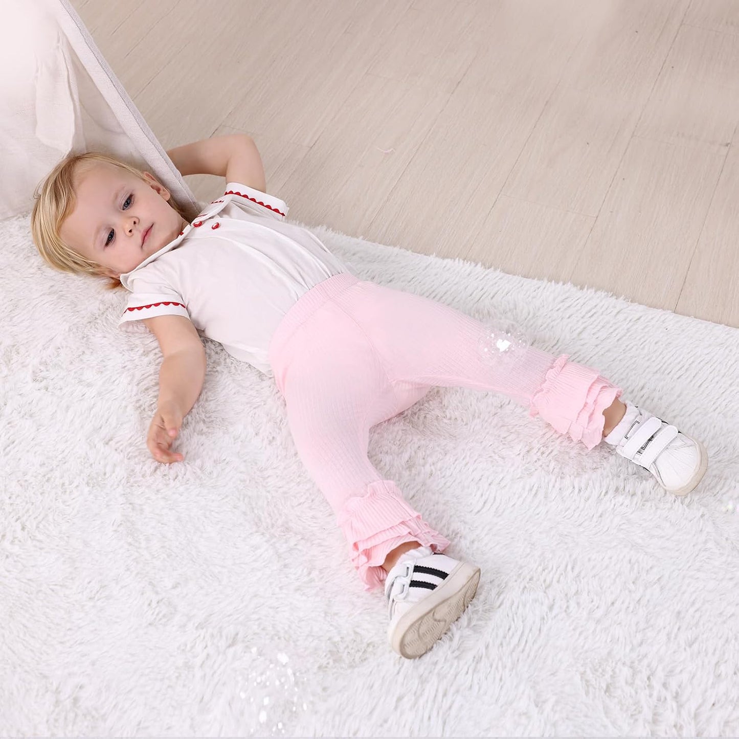 Newborn Toddler Baby Girl Pants Leggings Ribbed Straight Flare Infant Girl Pants Leggings Bell Bottoms 5 Packs