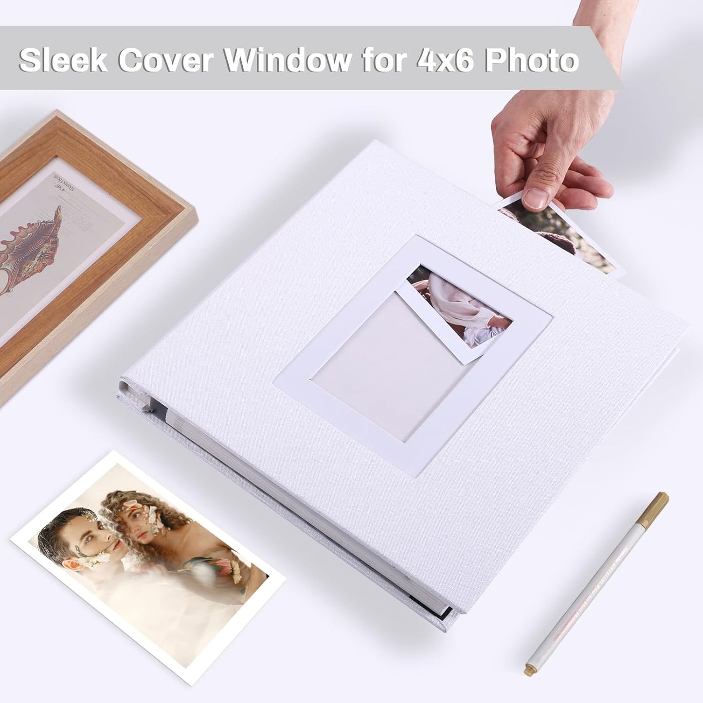 Photo Album Self Adhesive Pages Scrapbook Large Magnetic Photo Albums with Sticky Pages Scrapbooks for Wedding Baby for 4x6 5x7 8x10 Picture Photo Books 13.2x12.8 White 40 Pages